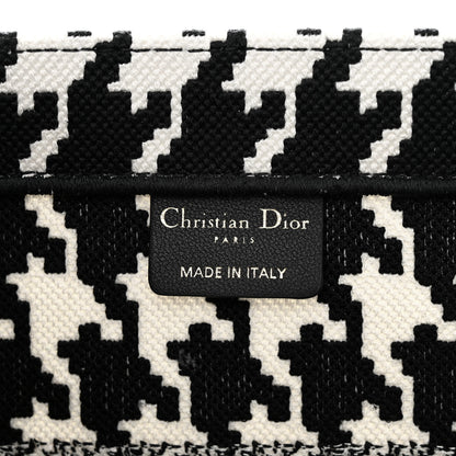 Christian Dior Canvas Macro Houndstooth Embroidered Medium Book Tote Black White 6 of 10