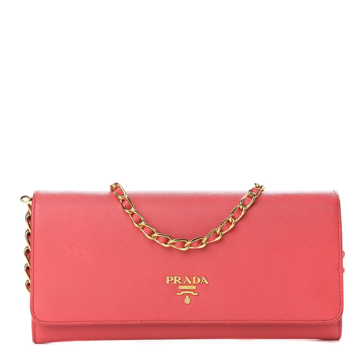 Saffiano Metal Oro Chain Wallet Fragola