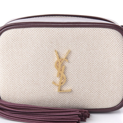 Saint Laurent Calfskin Canvas Monogram Lou Belt Bag Natural Dark Legion Red 9 of 9