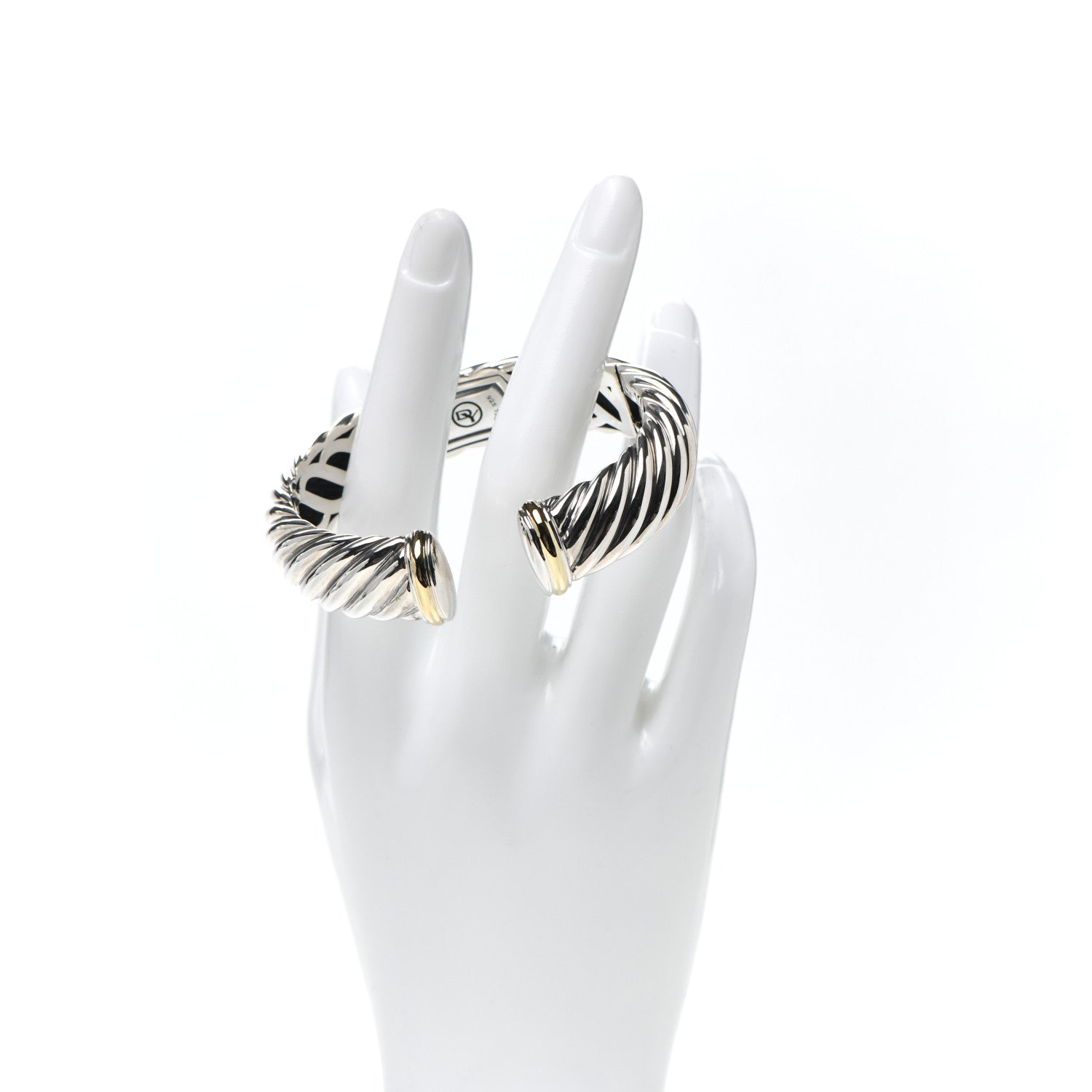 David Yurman Sterling Silver 18K Yellow Gold 15mm Waverly Bracelet 2 of 4