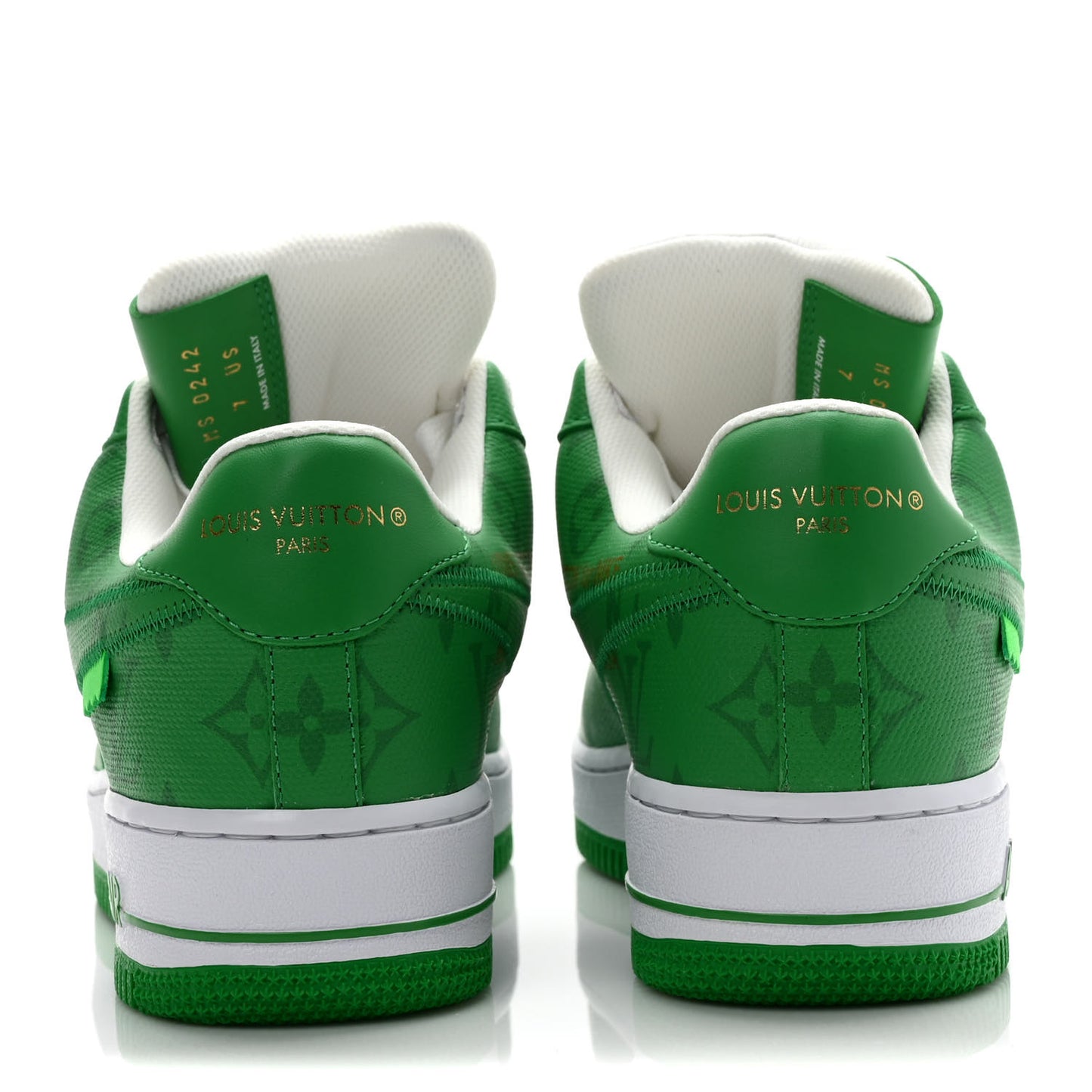 X NIKE AIR FORCE 1 Calfskin Monogram Mens Low Top Sneakers 7 Green