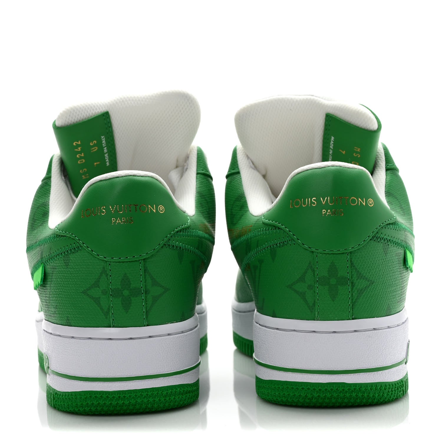 Louis Vuitton X NIKE AIR FORCE 1 Calfskin Monogram Mens Low Top Sneakers 7 Green 5 of 10