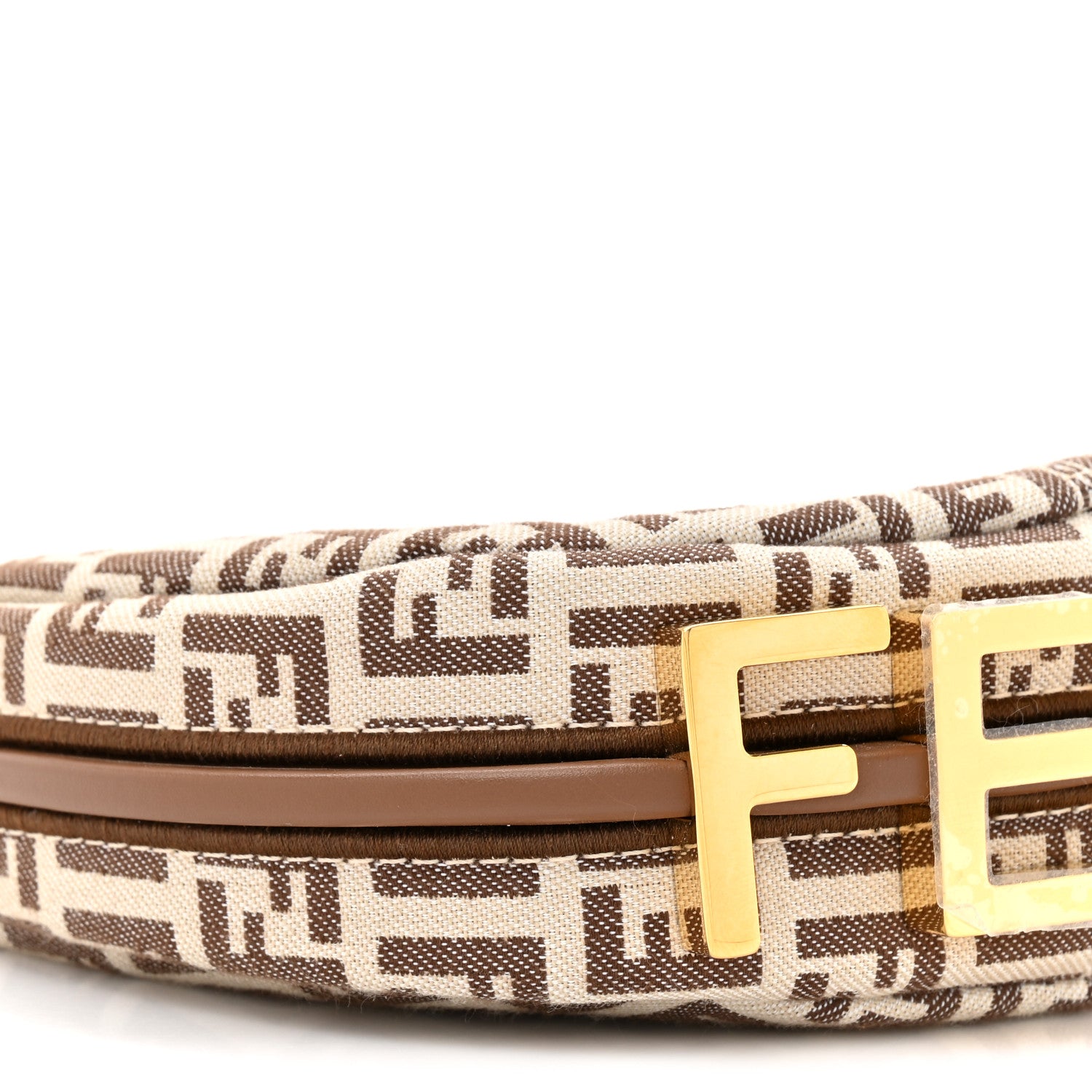Fendi Fabric Jacquard FF 1974 Nano Fendigraphy Hobo Charm Beige 10 of 10