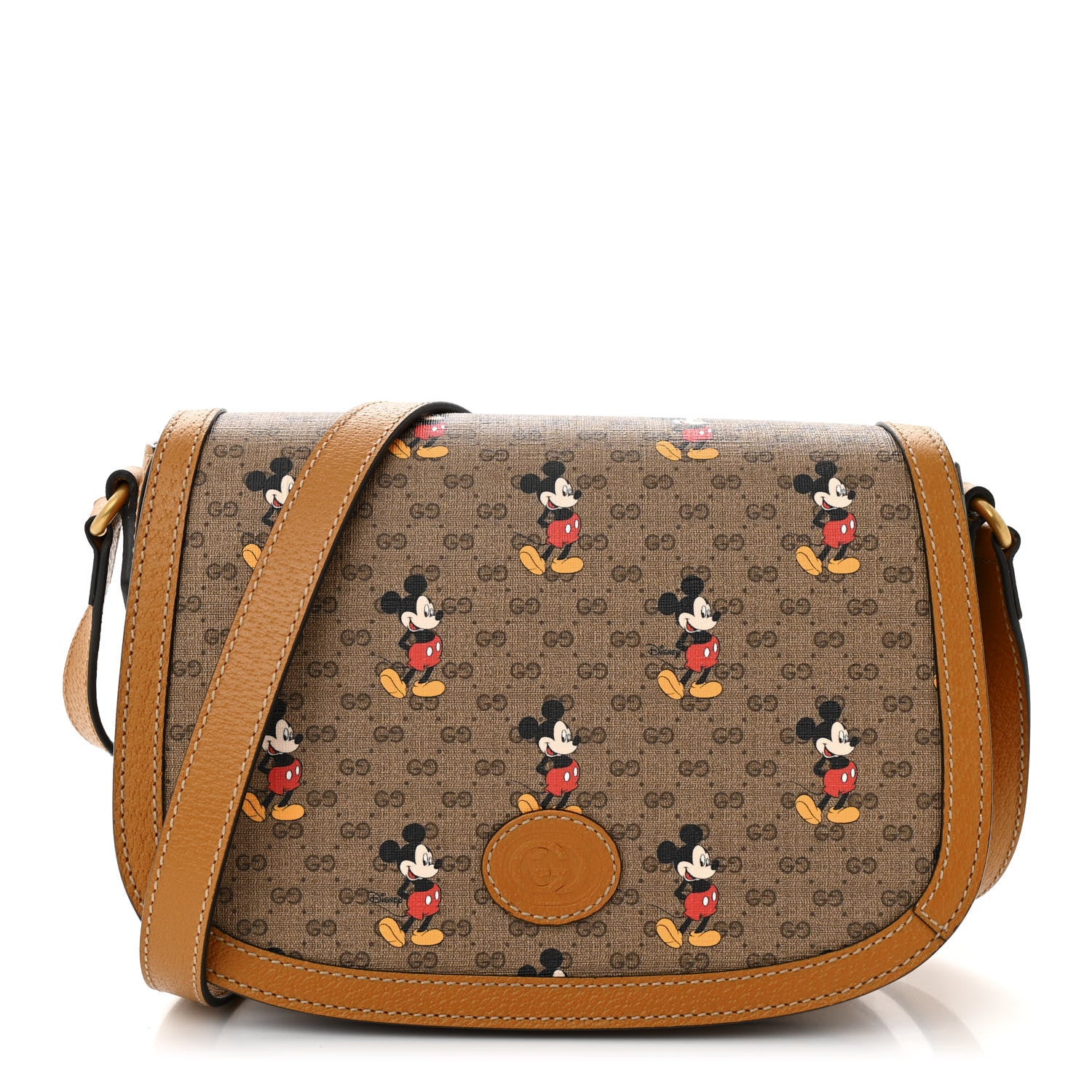 Gucci X DISNEY Mini Vintage GG Supreme Monogram Mickey Mouse Small Flap Messenger Bag Beige Vintage Sun Oil 1 of 11