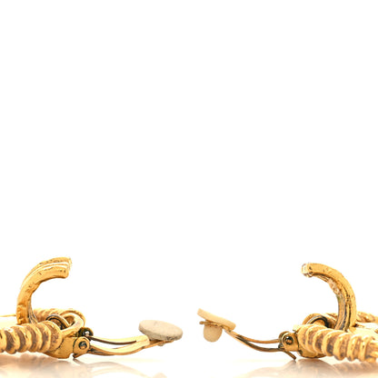 Chanel Metal Round CC Drop Clip On Earrings Gold 3 of 4