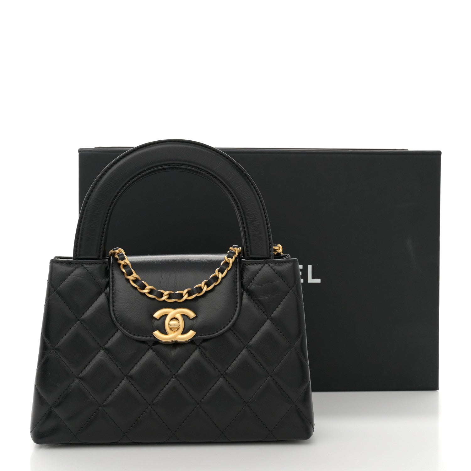 Chanel Shiny Aged Calfskin Quilted Nano Kelly Shopper Black 11 of 11