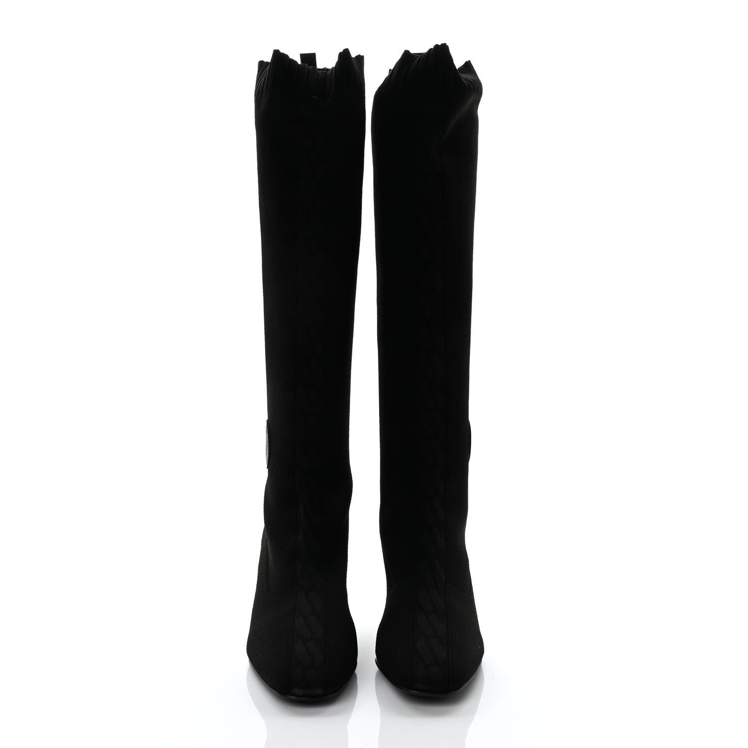 Hermes Knit Calfskin Fontaine 60 Boots 38 Black 2 of 8
