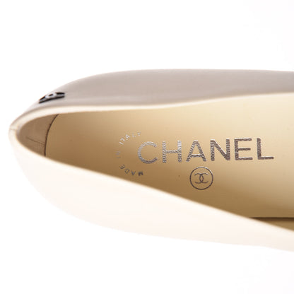 Chanel Crumpled Calfskin Cap Toe Ballerina Flats 39.5 White Black 5 of 8