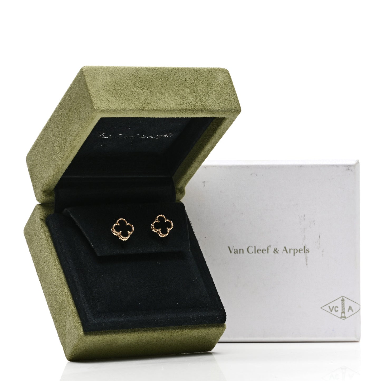 18K Yellow Gold Black Onyx Sweet Alhambra Earrings