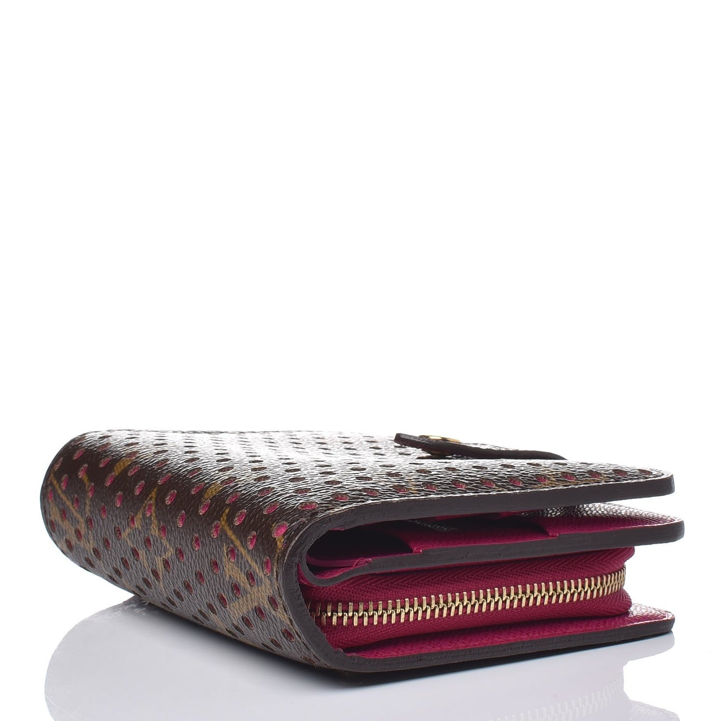 Monogram Perforated Compact Zipped Wallet Fuchsia