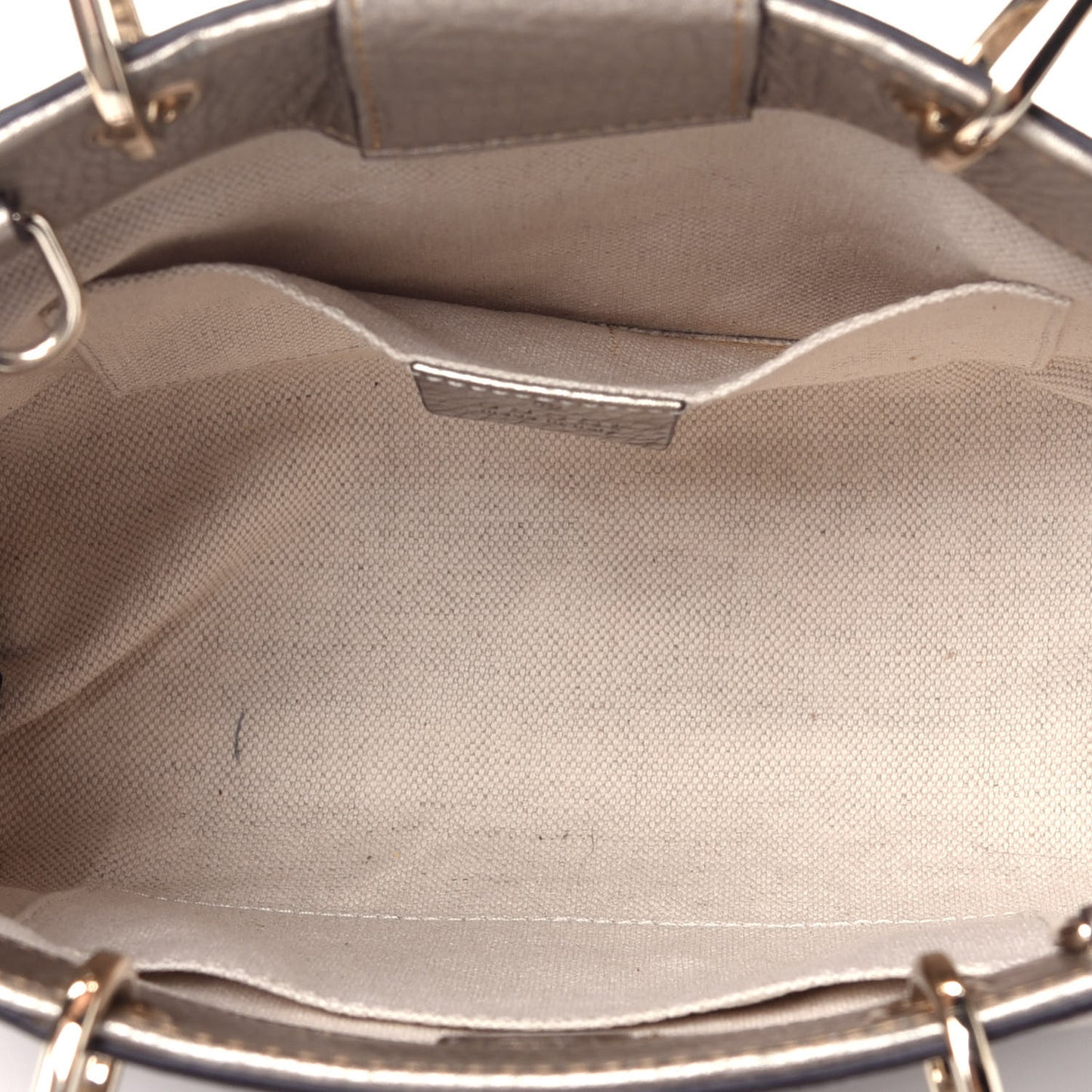 Metallic Calfskin Mini Bamboo Shopper Tote Golden Beige