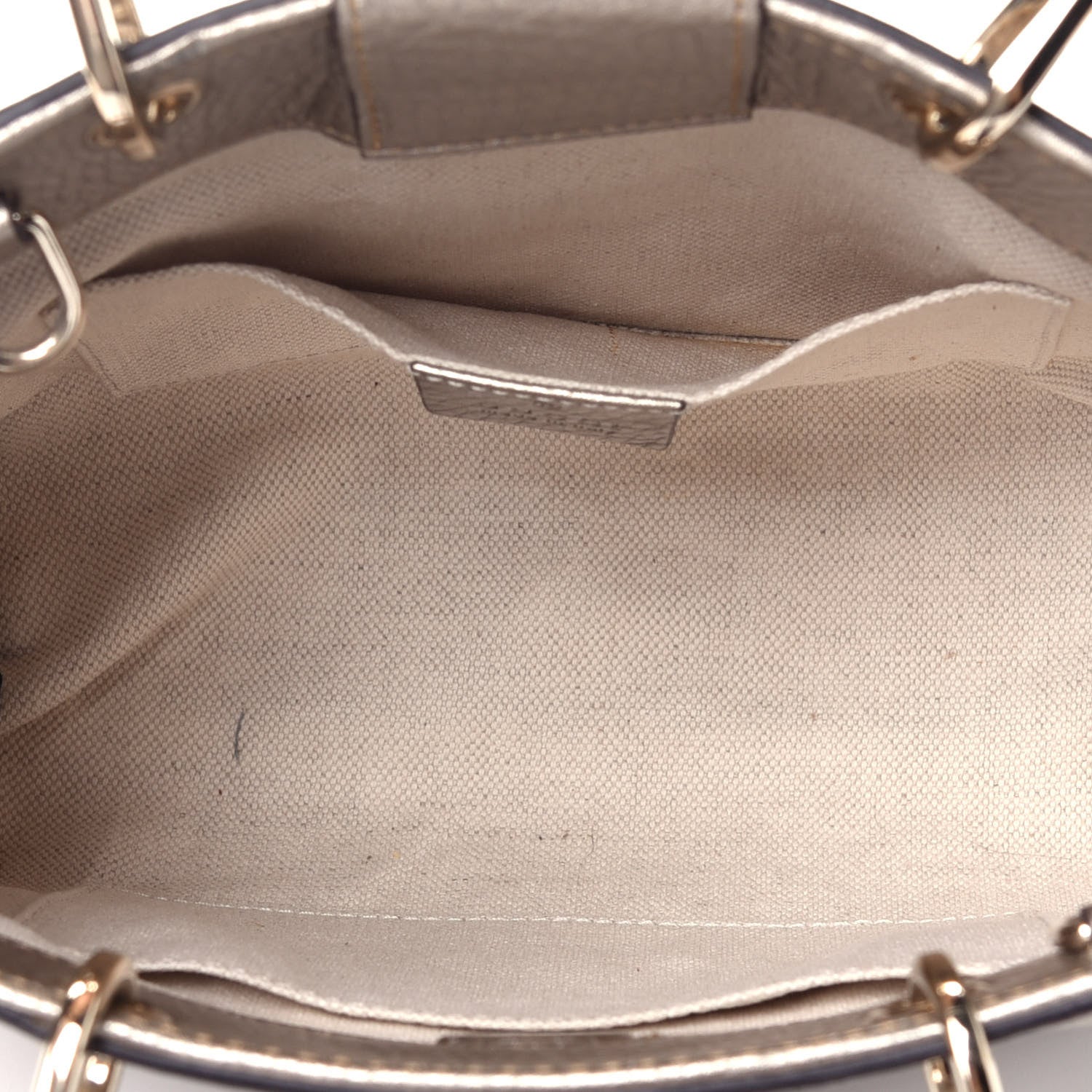 Gucci Metallic Calfskin Mini Bamboo Shopper Tote Golden Beige 6 of 10