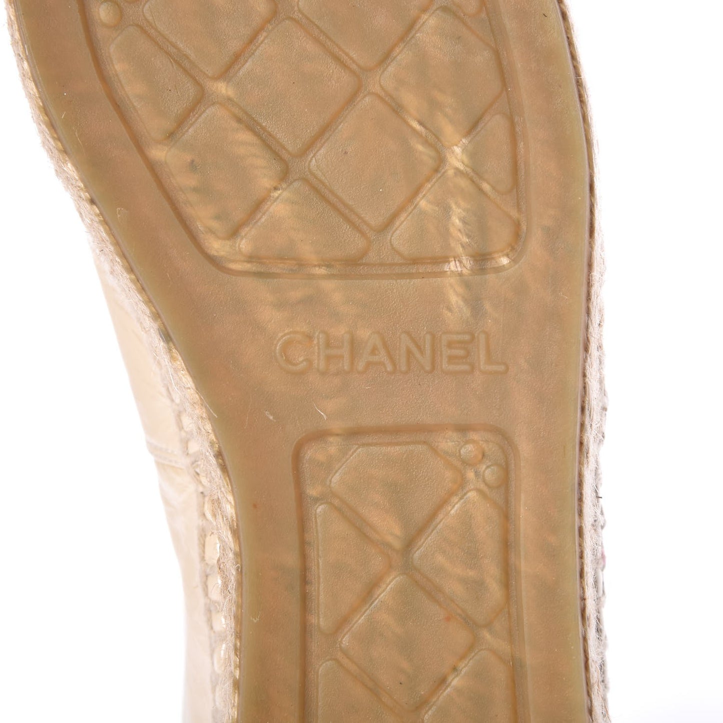 Metallic Calfskin Grosgrain CC Espadrilles 39 Ivory Black