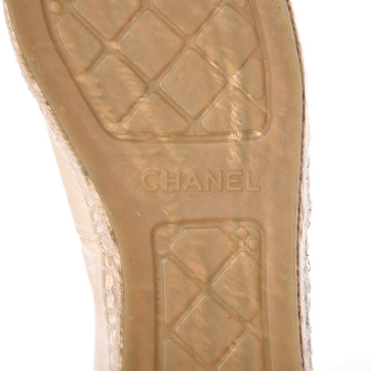 Chanel Metallic Calfskin Grosgrain CC Espadrilles 39 Ivory Black 9 of 11