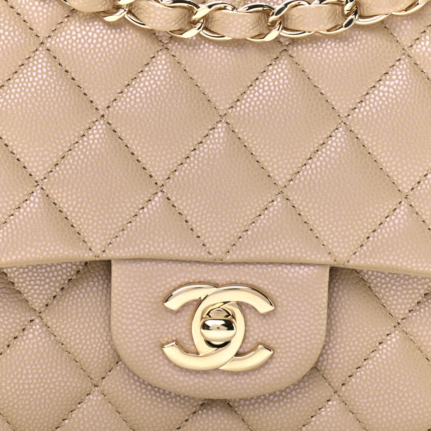 Chanel Iridescent Caviar Quilted Medium Double Flap Dark Beige 8 of 10