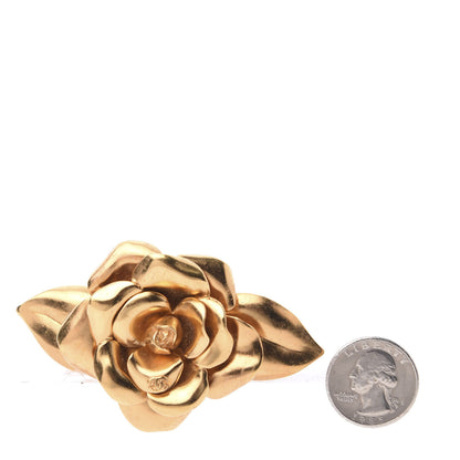 Chanel CC Rose Hair Clip Barette Gold 3 of 10