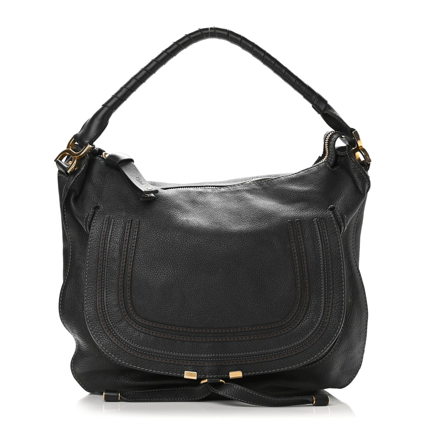 Calfskin Large Marcie Satchel Black