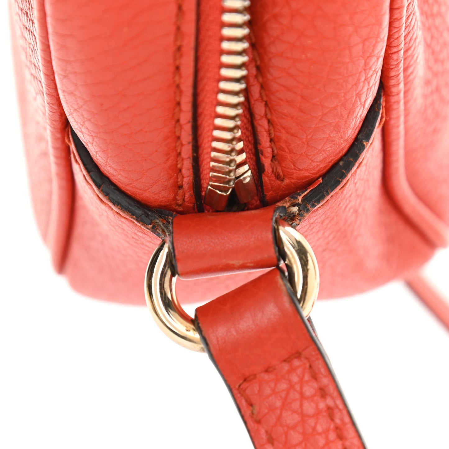 Pebbled Calfskin Small Soho Disco Bag Sun Orange