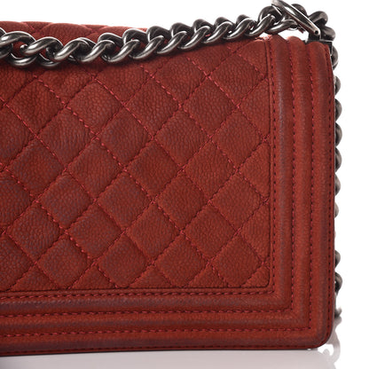 Chanel Iridescent Caviar Quilted Medium Boy Flap Red 14 of 18