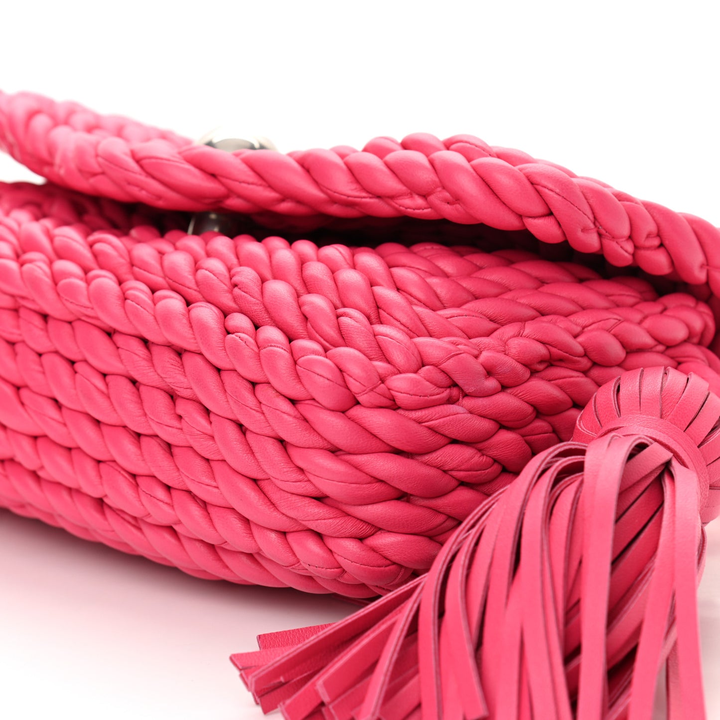 Lambskin Torchon Tasseled Twisted Shoulder Bag Lollipop