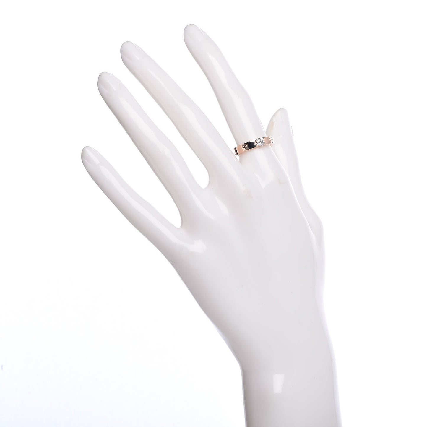 18K Pink Gold Diamond .23ct LOVE Solitaire Engagement Ring 50 5.25