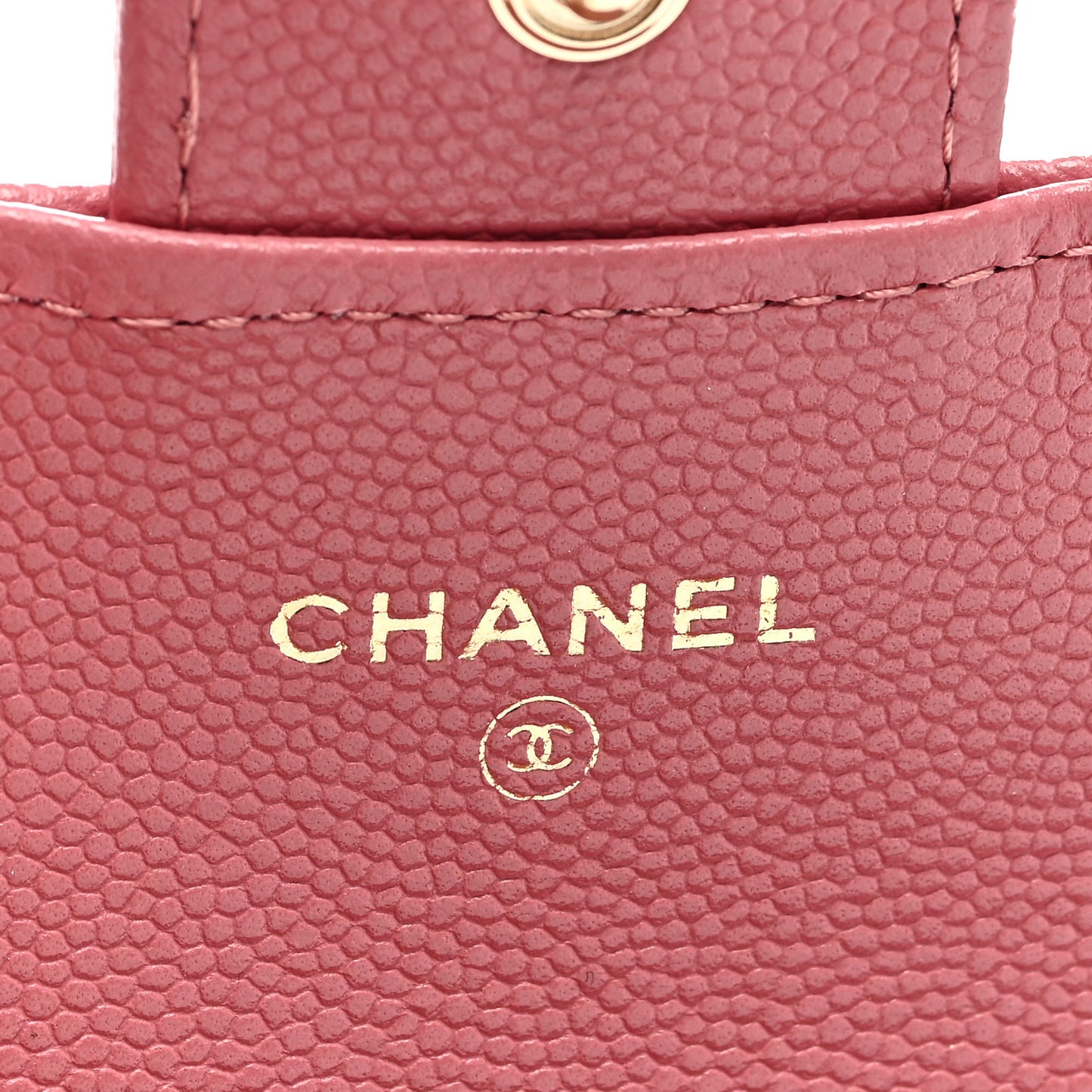 Caviar Quilted Flap Card Holder Wallet Dark Pink