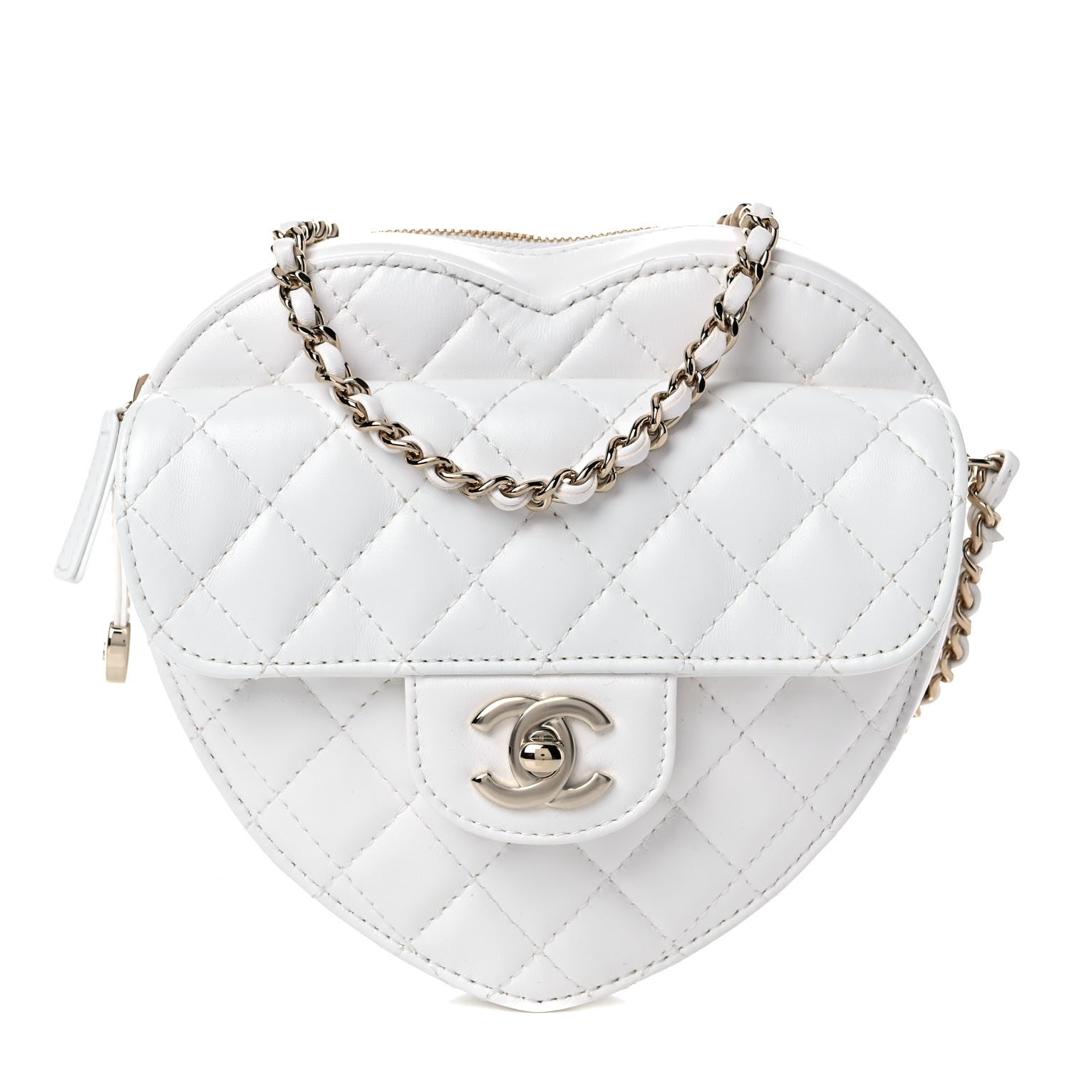 Chanel Lambskin Quilted CC In Love Heart Bag White 1 of 9