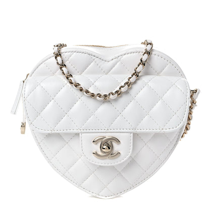Chanel Lambskin Quilted CC In Love Heart Bag White 1 of 9