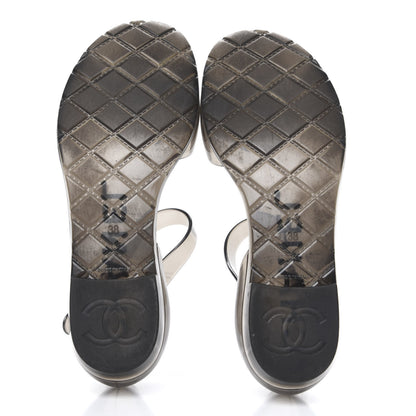 Chanel Jelly Camellia CC Sandals 38 Grey 5 of 7