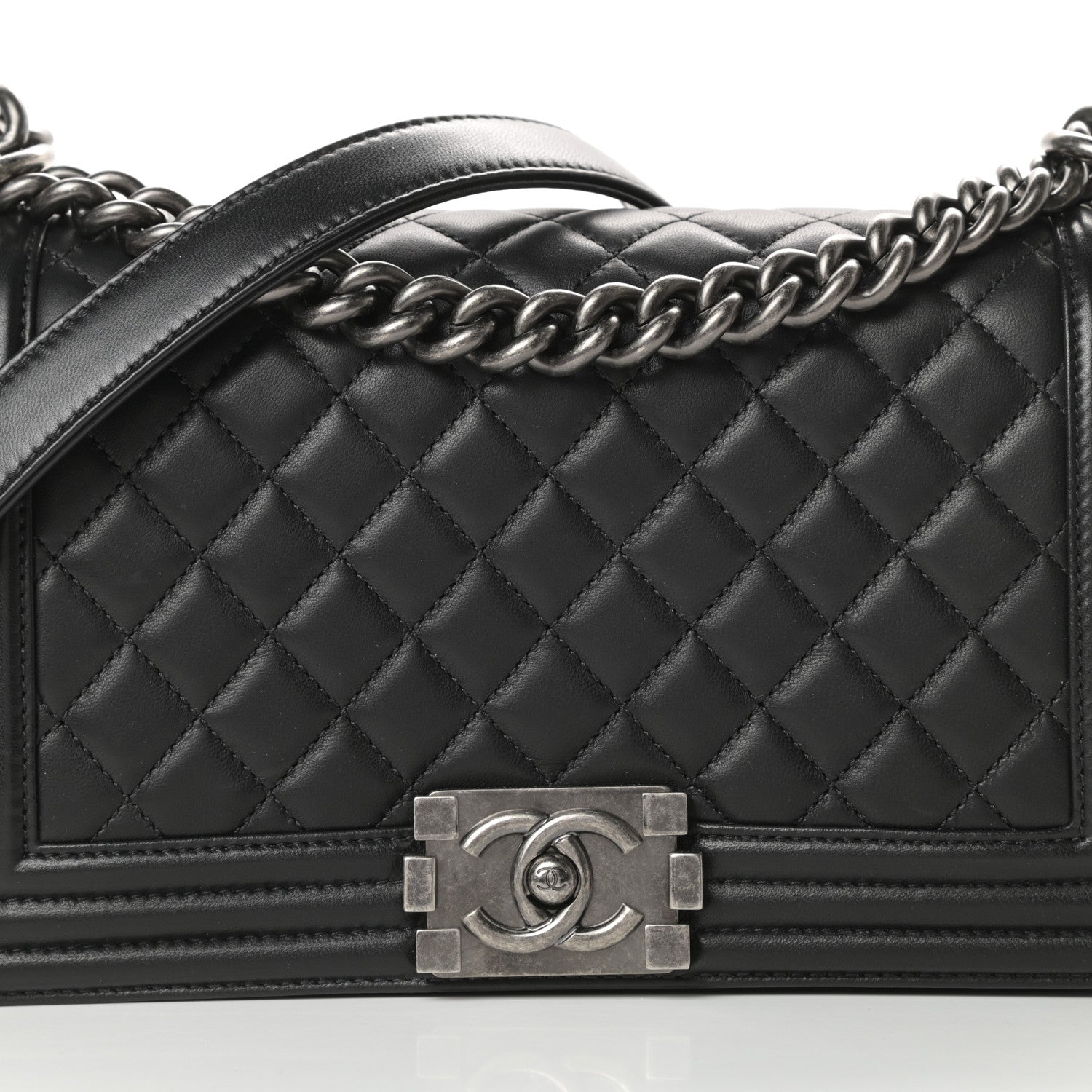 Chanel Lambskin Quilted Medium Boy Flap Black 8 of 13