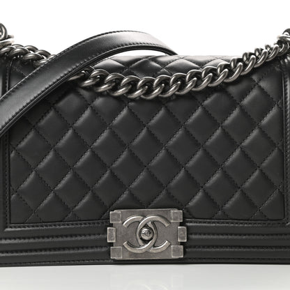 Chanel Lambskin Quilted Medium Boy Flap Black 8 of 13