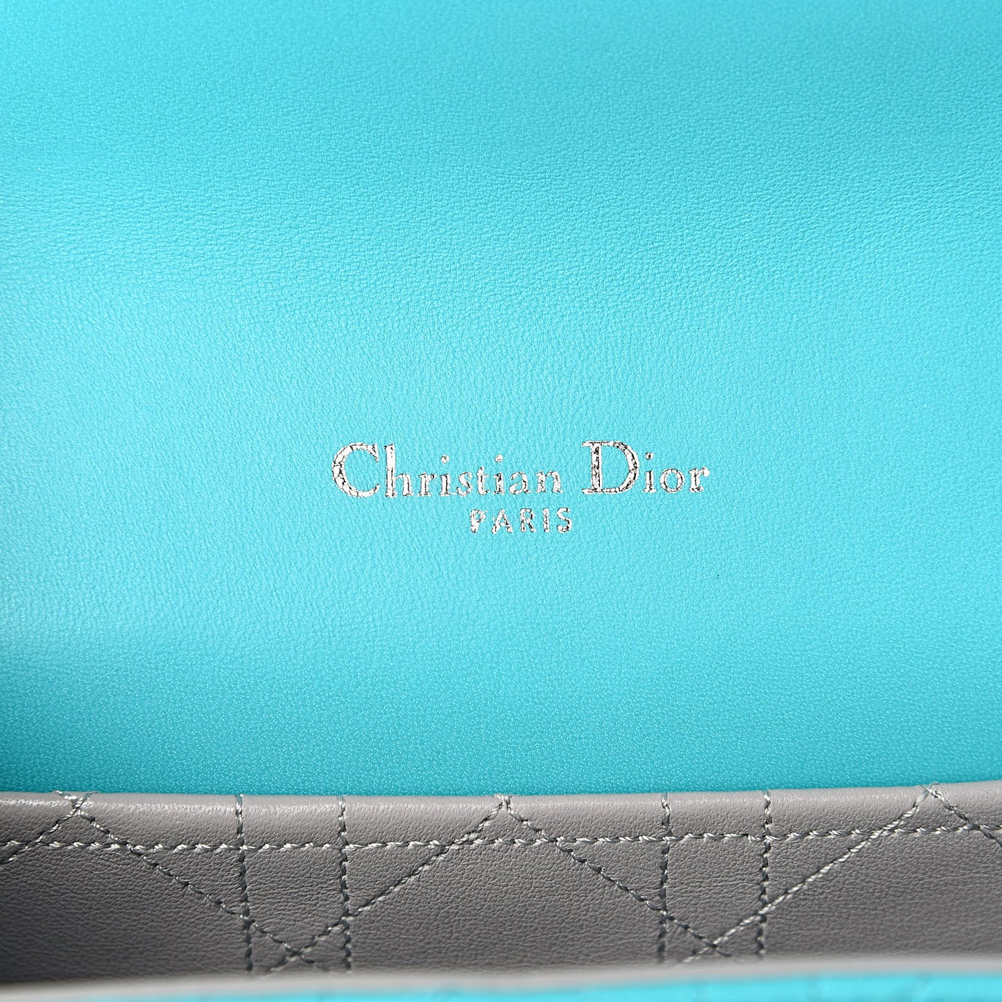 Lambskin Cannage Large Miss Dior Flap Turquoise