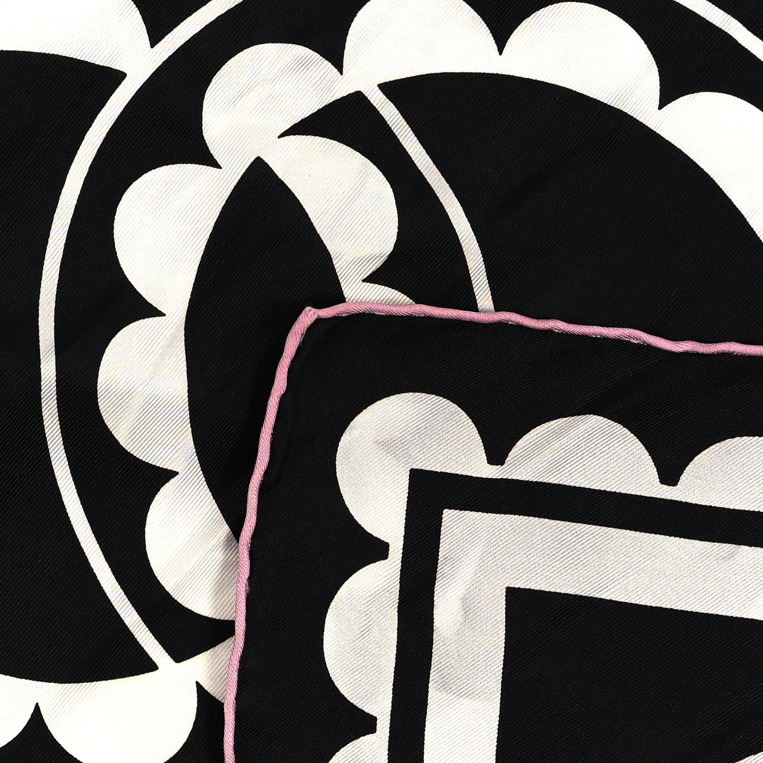 Chanel Silk CC Square Scarf Black White 3 of 4