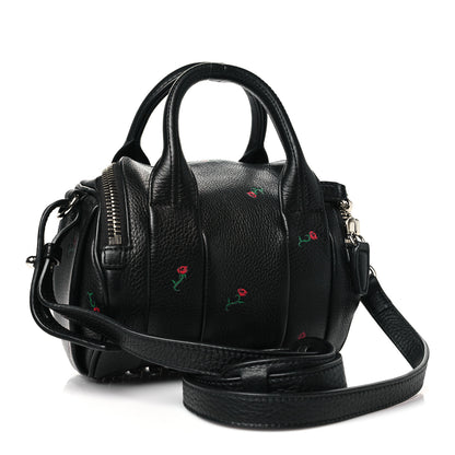 Alexander Wang Pebbled Lambskin Rose Printed Mini Rockie Black Silver Hardware 3 of 9