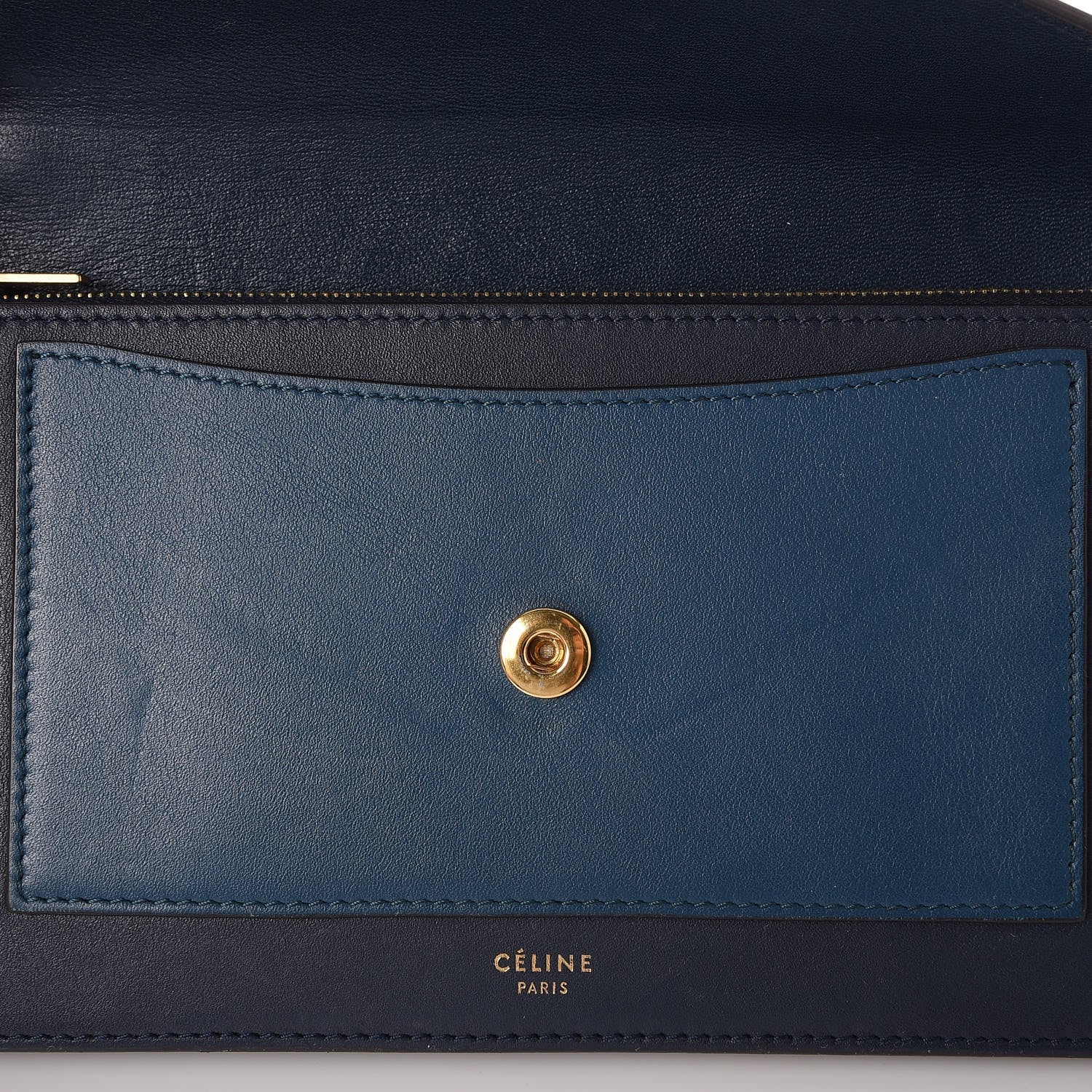 Celine Smooth Calfskin Large Multifunction Envelope Flap Clutch Metallic Blue 8 of 8