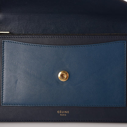 Celine Smooth Calfskin Large Multifunction Envelope Flap Clutch Metallic Blue 8 of 8