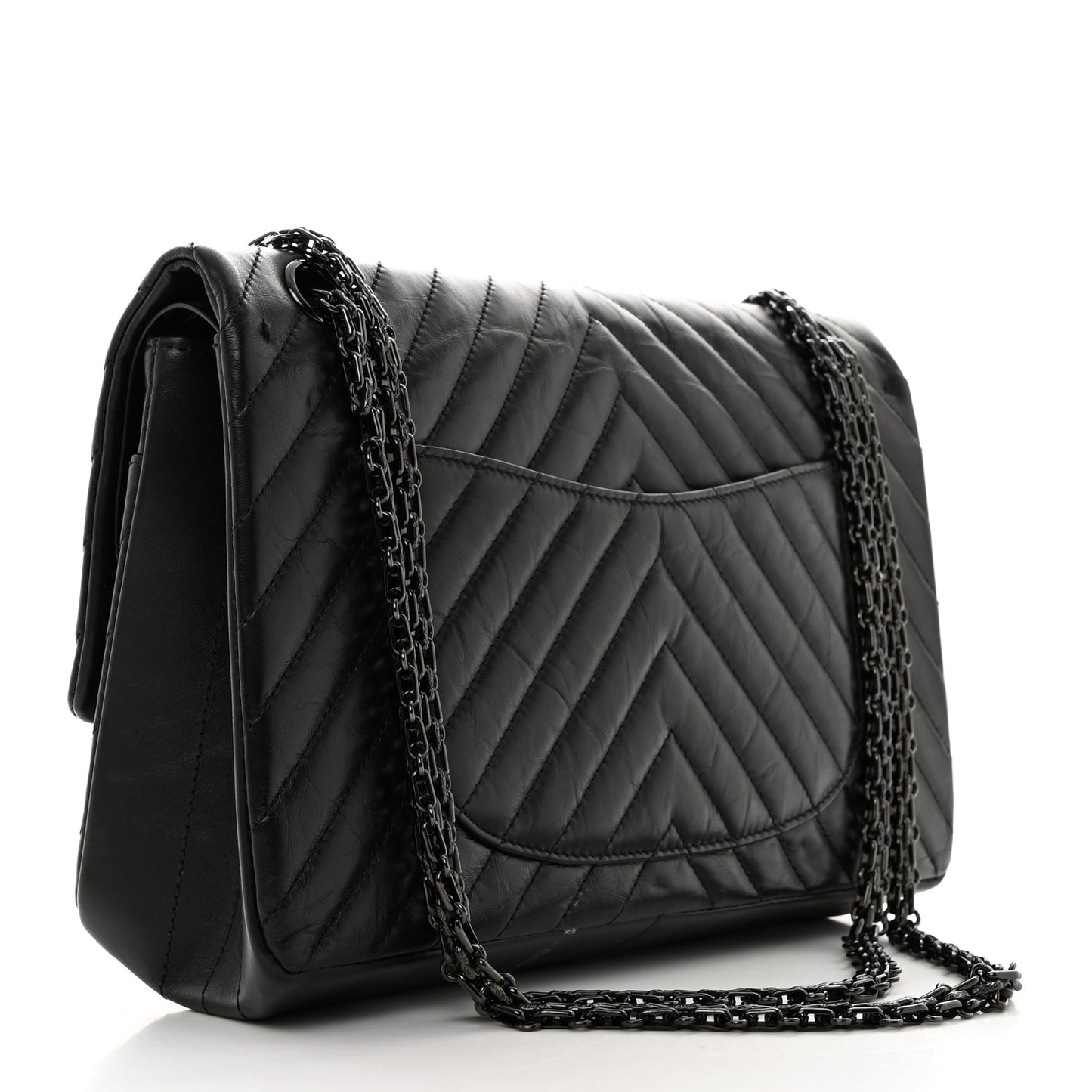 Aged Calfskin Chevron Quilted 2.55 Reissue 226 So Black