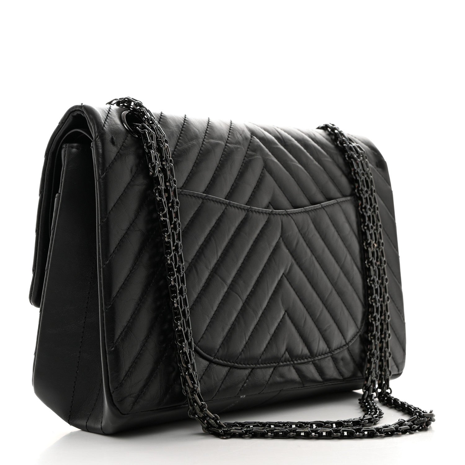Chanel Aged Calfskin Chevron Quilted 2.55 Reissue 226 So Black 3 of 12