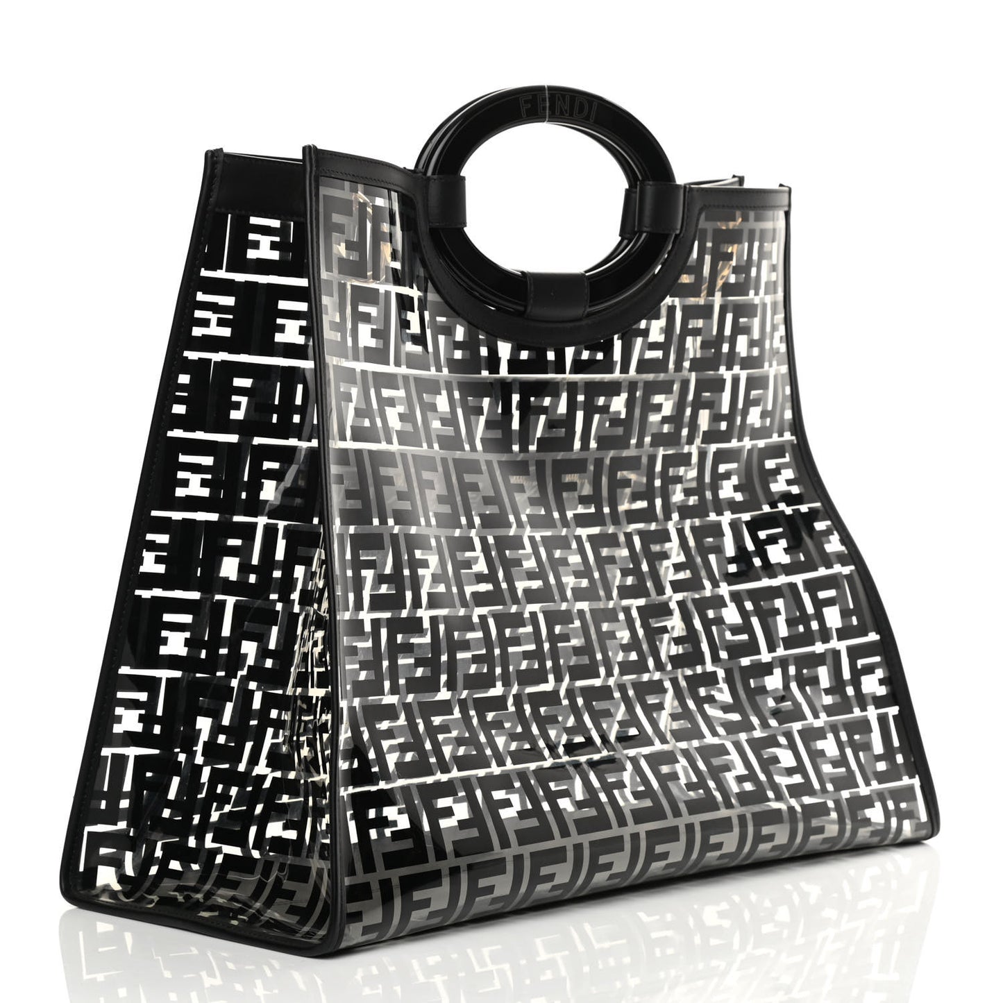 TPU FF Vitello Century Plexiglass Large Runaway Shopper Tote Black