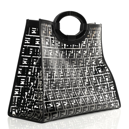 Fendi TPU FF Vitello Century Plexiglass Large Runaway Shopper Tote Black 4 of 14