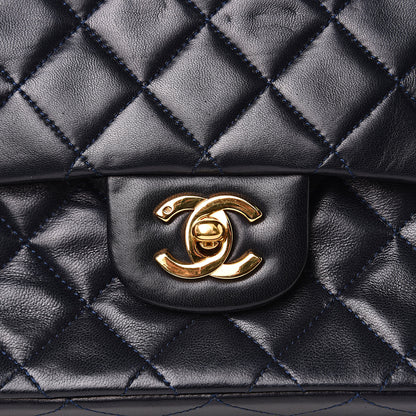 Chanel Lambskin Quilted Medium Double Flap Navy 13 of 17