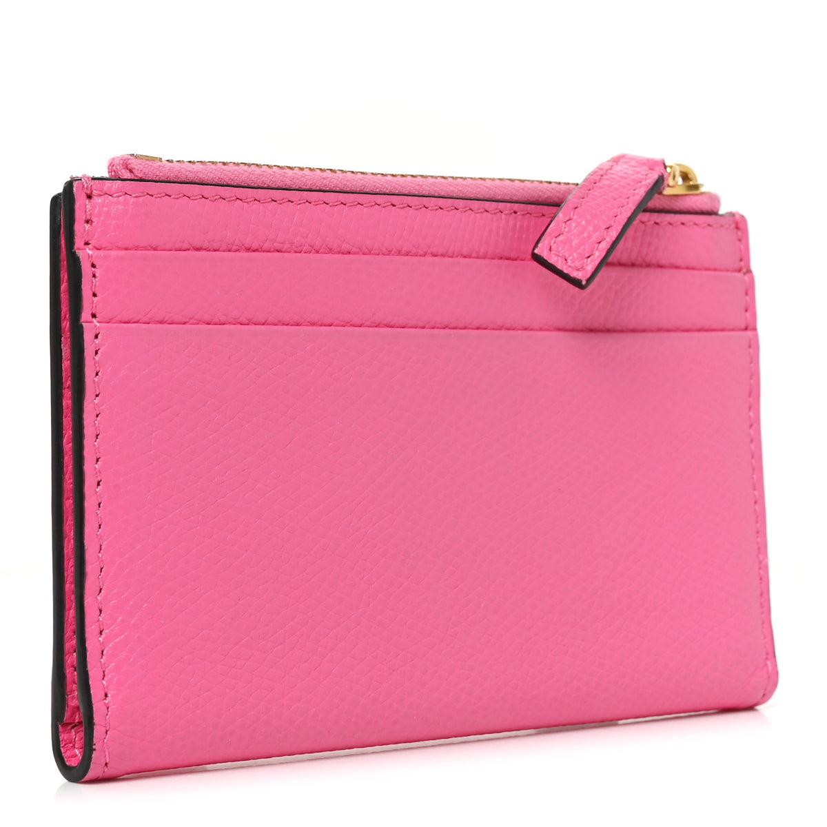 Calfskin Vlogo Zip Wallet Feminine Pink
