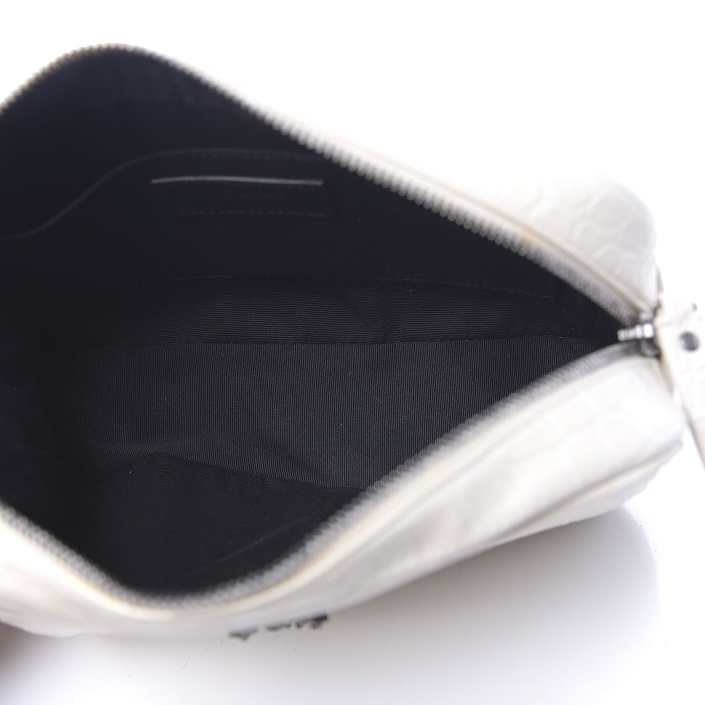 Calfskin Crocodile Embossed Monogram Lou Camera Bag White