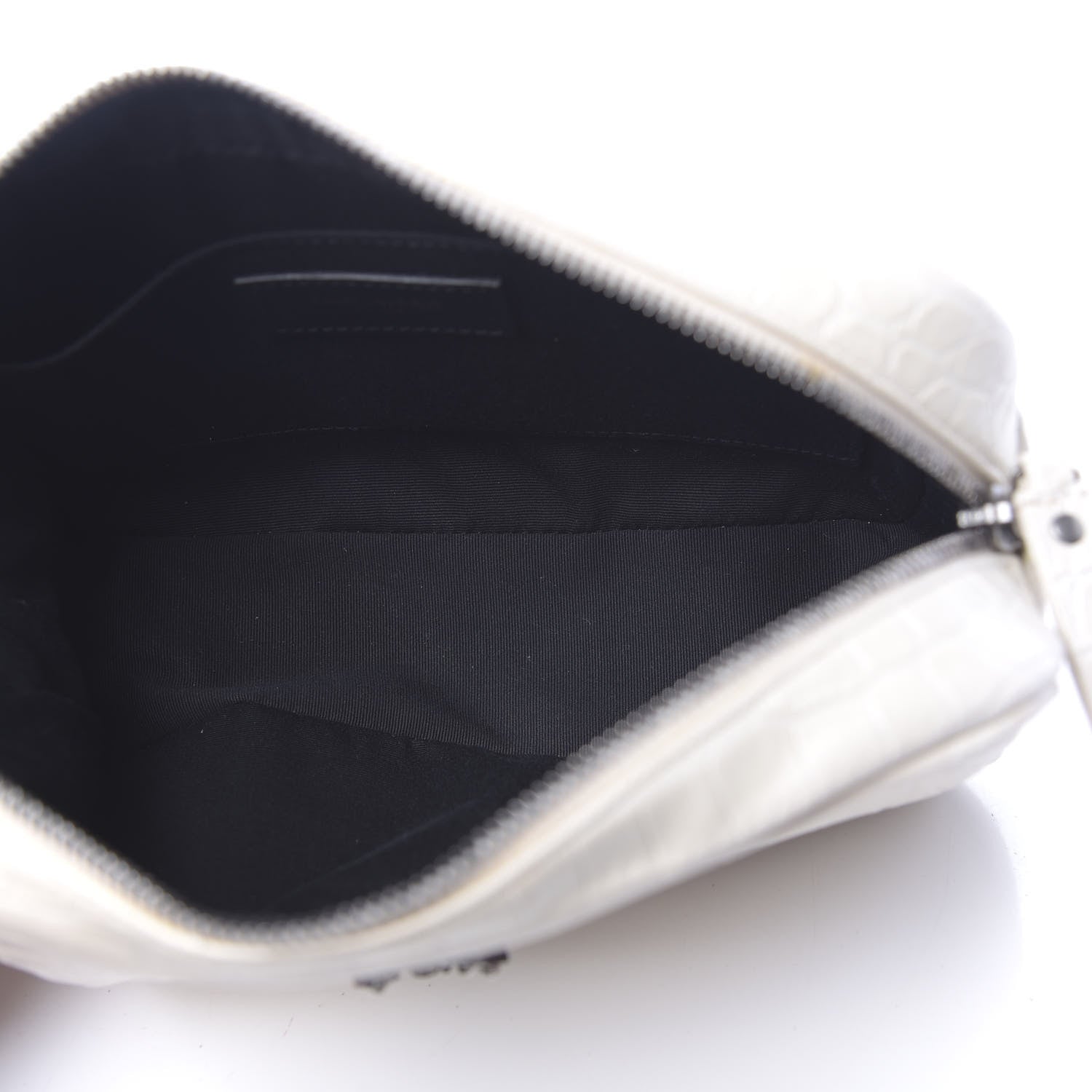 Saint Laurent Calfskin Crocodile Embossed Monogram Lou Camera Bag White 5 of 14