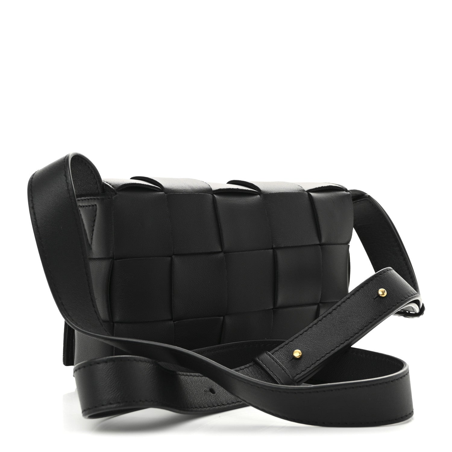 Bottega Veneta Lambskin Maxi Intreccio Small Cassette Crossbody Bag Black 3 of 9
