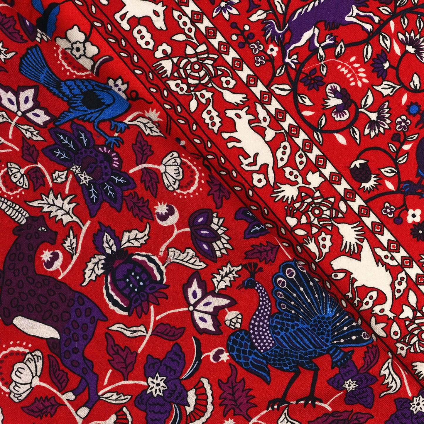 Cashmere Silk Jardins De Soie Shawl 140 Rouge Blue Violet