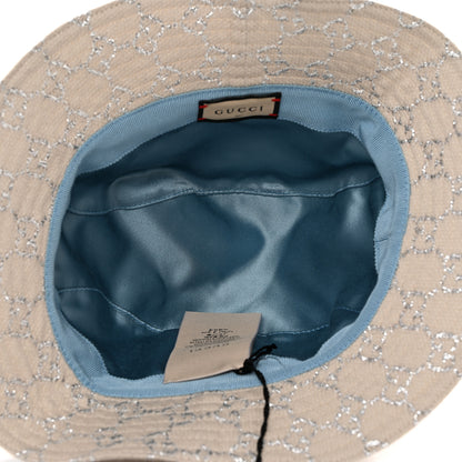 Gucci Canvas Lame GG Monogram Bucket Hat XS Gardenia Silver 9 of 9
