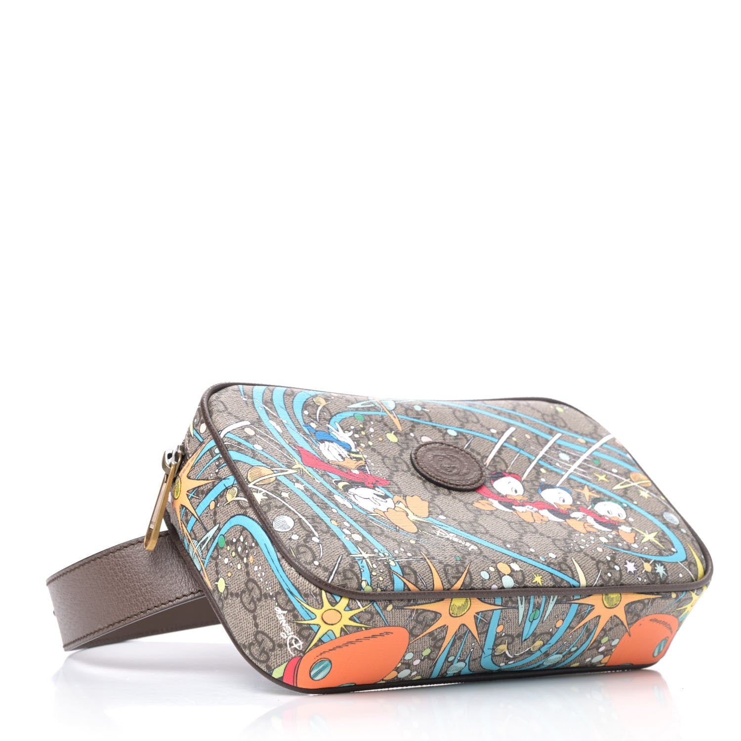 Gucci X DISNEY GG Supreme Monogram Donald Duck Small Interlocking G Belt Bag 90 36 Beige Multicolor New Acero 3 of 4