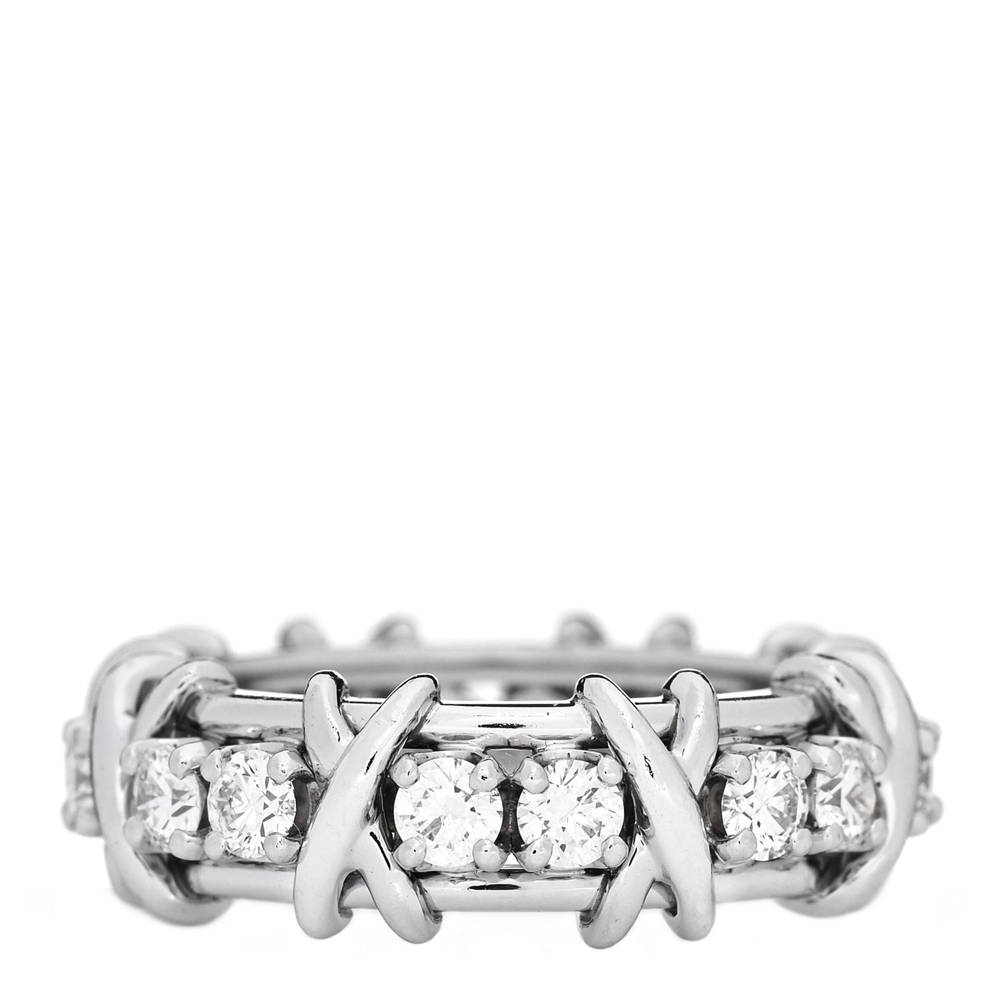 Platinum Diamond Schlumberger Sixteen Stone Ring 50 5.5