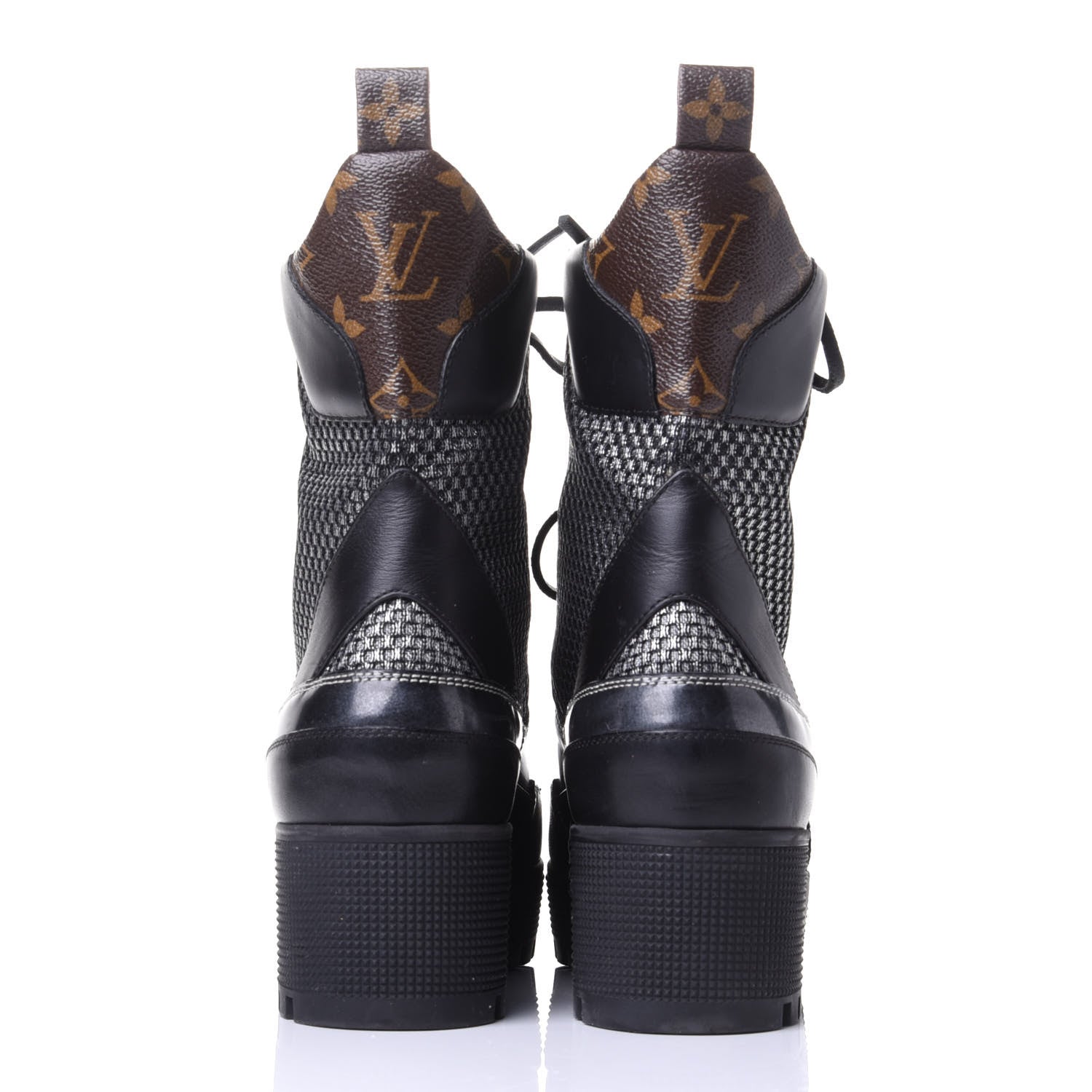 Louis Vuitton Metallic Calfskin Technical Fabric Digital Gate Laureate Platform Desert Boot 37.5 Silver 6 of 11